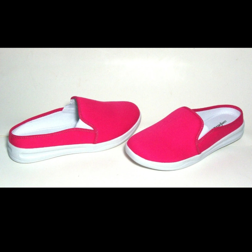 Comfortview Ladies Passion Hot Pink Denim Canvas Slip-on Shoes Beautiful 8.5WW